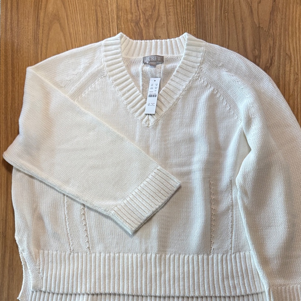 J. Crew Ivory V-Neck Sweater NWT